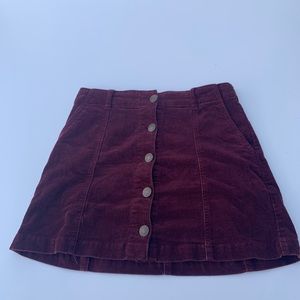 Corduroy Button-Front Mini Skirt